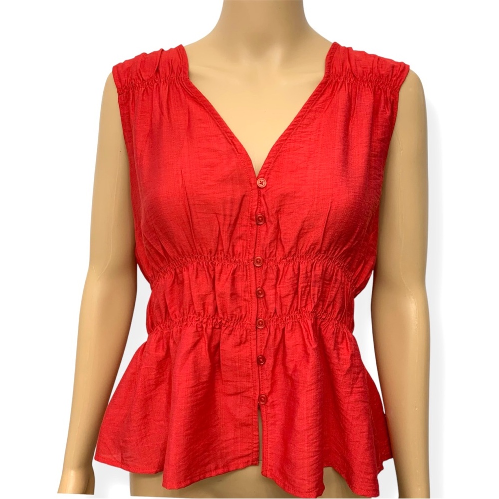 Rachel Roy Red V neck sleeveless Blouse Top Women’s size XL